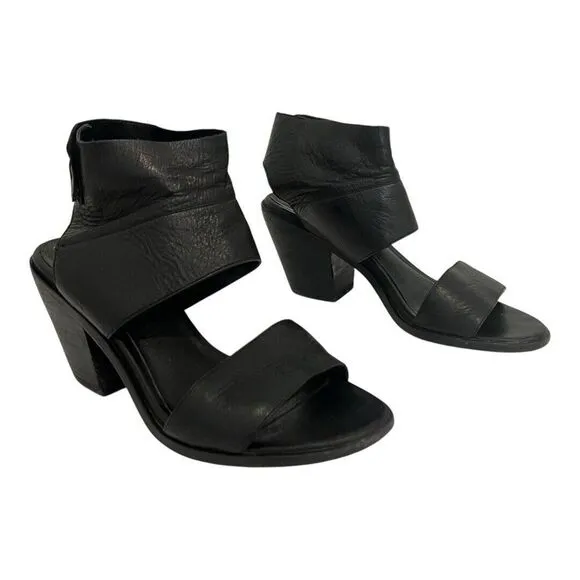 Eileen Fisher Womens Size 7 Black Leather Ankle Wrap Minimalistic Shoes
