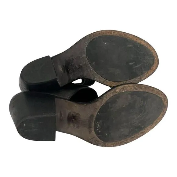 Eileen Fisher Womens Size 7 Black Leather Ankle Wrap Minimalistic Shoes