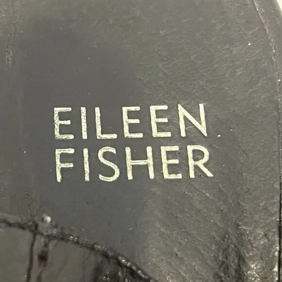 Eileen Fisher Womens Size 7 Black Leather Ankle Wrap Minimalistic Shoes