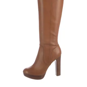 Elegant Brown Leather Knee-High Boots