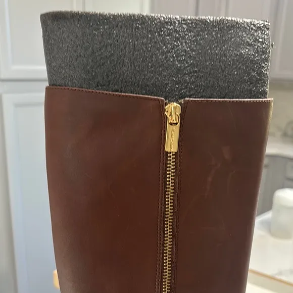Elegant Brown Leather Knee-High Boots