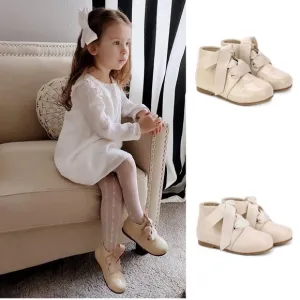 Elegant Cream Kids Shoes with Bow
