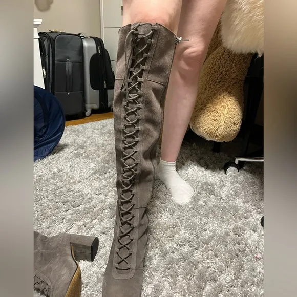 Elegant Gray Knee-High Boots