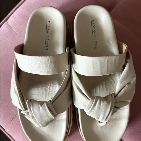 Elvio Zanon Women's White Platform Sandals