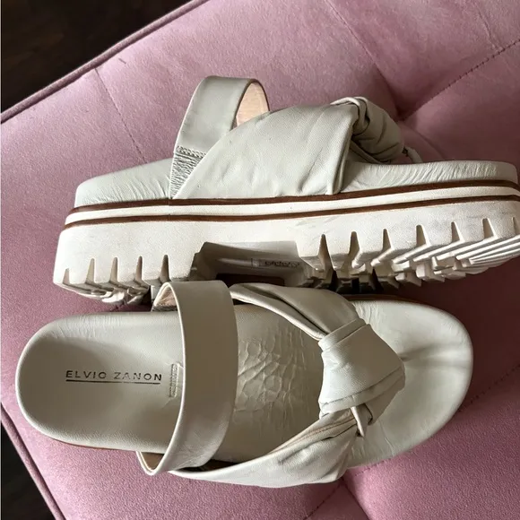 Elvio Zanon Women's White Platform Sandals