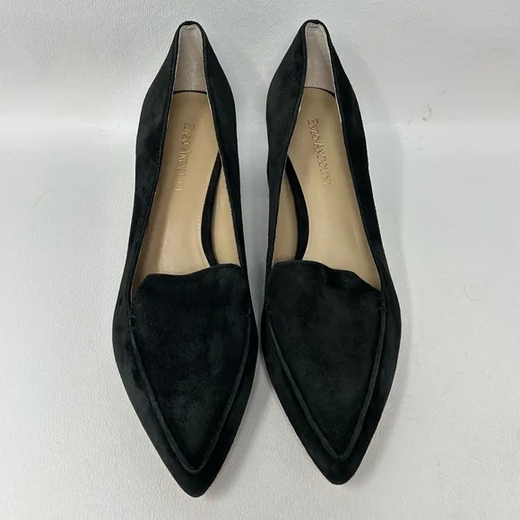 Enzo Angiolini Denna Genuine Leather Suede Chunky Heels Shoes Black 7.5