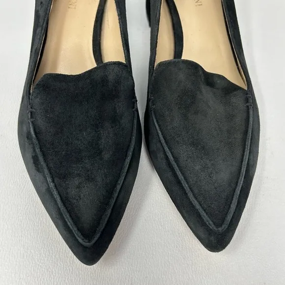 Enzo Angiolini Denna Genuine Leather Suede Chunky Heels Shoes Black 7.5