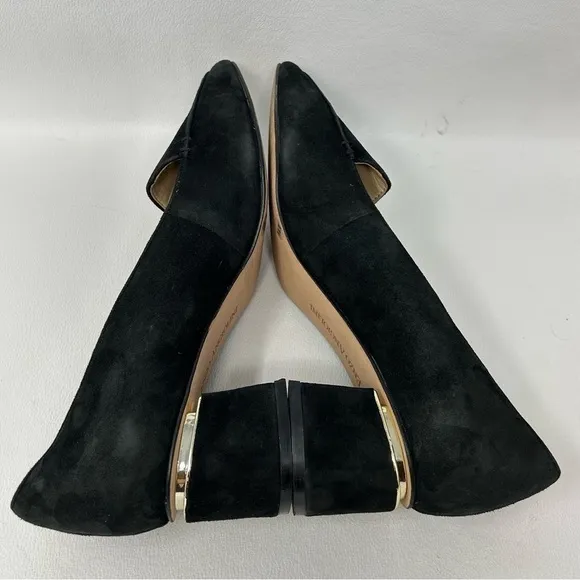 Enzo Angiolini Denna Genuine Leather Suede Chunky Heels Shoes Black 7.5