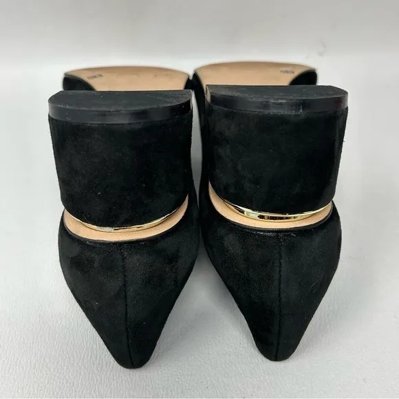 Enzo Angiolini Denna Genuine Leather Suede Chunky Heels Shoes Black 7.5
