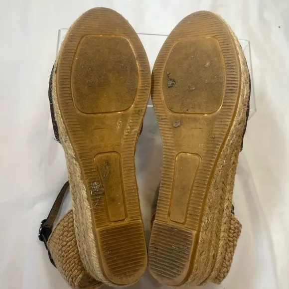 Eric Michael Women Copa Sparkle Gold Leather Espadrille Wedge Dress Sandal