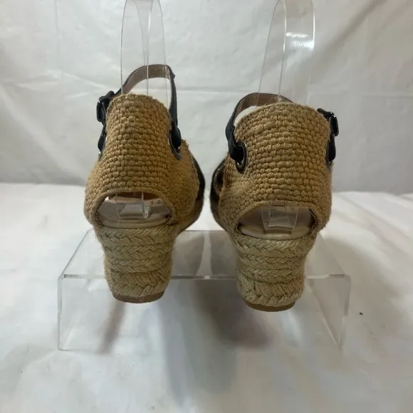 Eric Michael Women Copa Sparkle Gold Leather Espadrille Wedge Dress Sandal