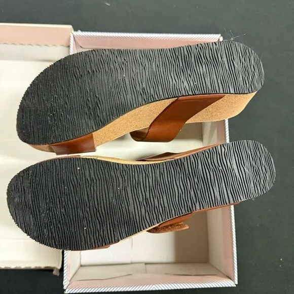 Eric Michael Lily Brown Cork Wedge Platform Sandals 40