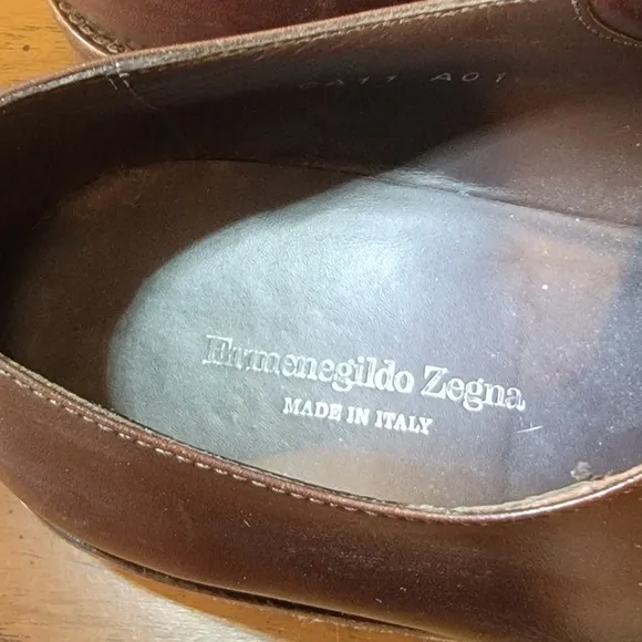 Ermenegildo Zegna Dress Shoes Fine Brown Italian Leather Oxfords Mens Size 8.5 D