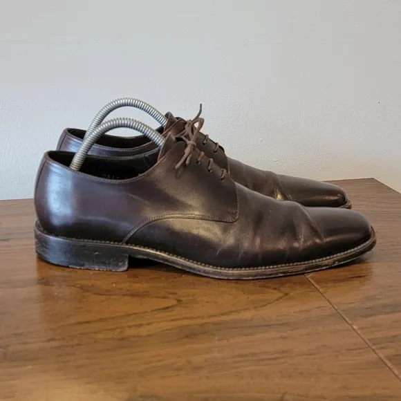 Ermenegildo Zegna Dress Shoes Fine Brown Italian Leather Oxfords Mens Size 8.5 D