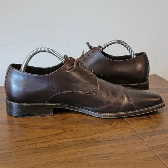 Ermenegildo Zegna Dress Shoes Fine Brown Italian Leather Oxfords Mens Size 8.5 D