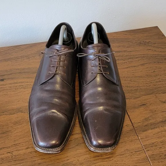 Ermenegildo Zegna Dress Shoes Fine Brown Italian Leather Oxfords Mens Size 8.5 D