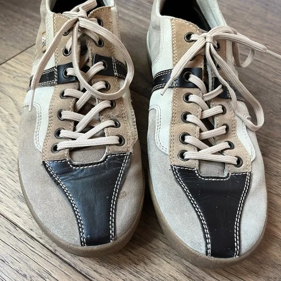 Ermenegildo Zegna Sport Men's Beige and Brown Casual Sneakers _ Size 9