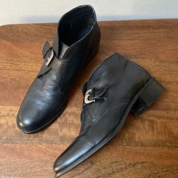 Etienne Aigner Black Leather Buckle Shoes