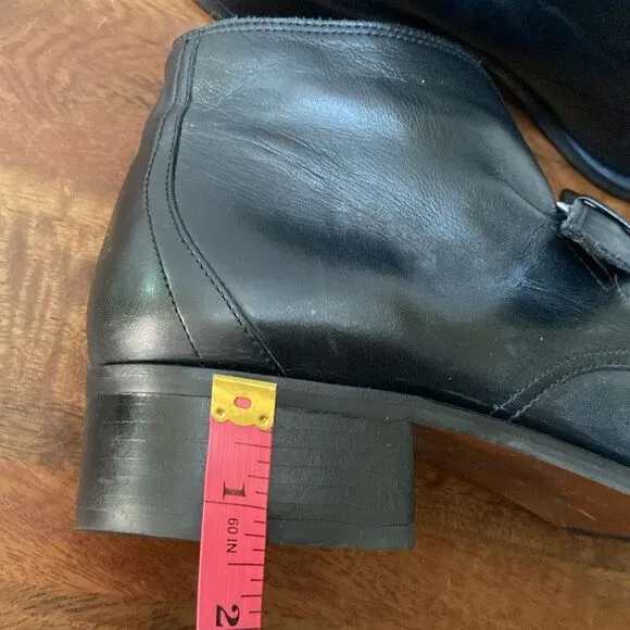 Etienne Aigner Black Leather Buckle Shoes