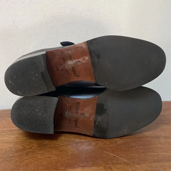 Etienne Aigner Black Leather Buckle Shoes