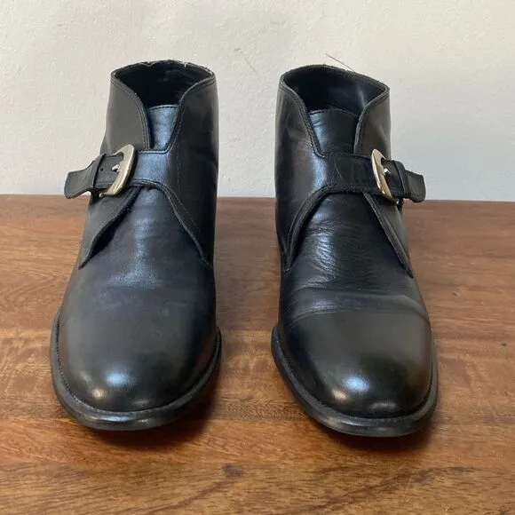 Etienne Aigner Black Leather Buckle Shoes