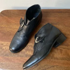 Etienne Aigner Black Leather Buckle Shoes