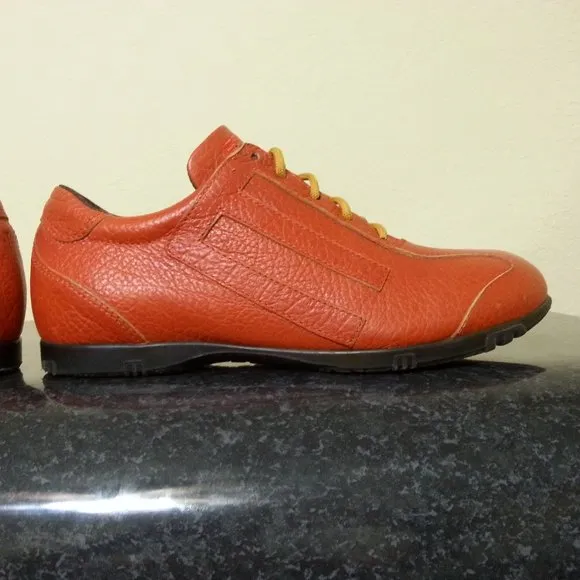 Etro Leather Shoes Sneakers Orange Size 9.5 US..-Euro 42 Men's Luxury