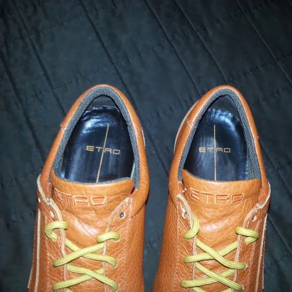 Etro Leather Shoes Sneakers Orange Size 9.5 US..-Euro 42 Men's Luxury