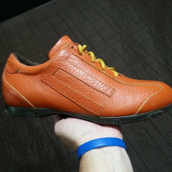 Etro Leather Shoes Sneakers Orange Size 9.5 US..-Euro 42 Men's Luxury