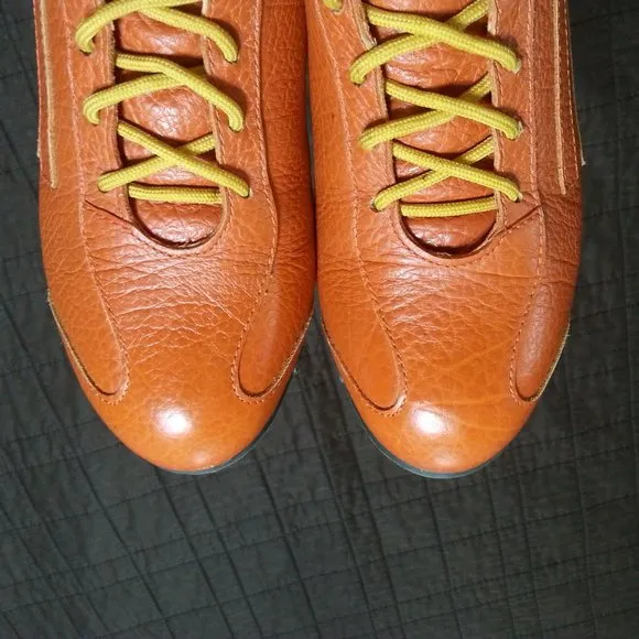 Etro Leather Shoes Sneakers Orange Size 9.5 US..-Euro 42 Men's Luxury
