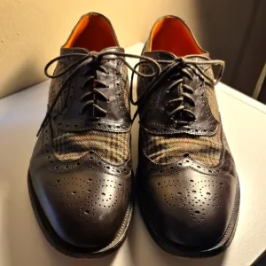 Etro Men's Brown Leather and Tweed Oxford Shoes Size 11