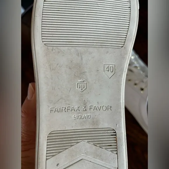 EUC FAIRFAX &amp; FAVOR FINCHLEY WHITE LEATHER TRAINERS, ENGLAND, WOMEN’S SNEAKERS,9