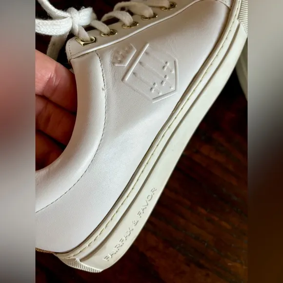 EUC FAIRFAX &amp; FAVOR FINCHLEY WHITE LEATHER TRAINERS, ENGLAND, WOMEN’S SNEAKERS,9