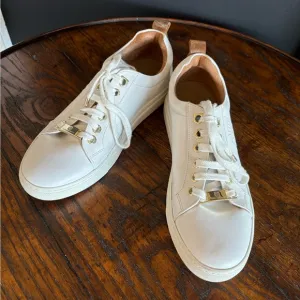 EUC FAIRFAX &amp; FAVOR FINCHLEY WHITE LEATHER TRAINERS, ENGLAND, WOMEN’S SNEAKERS,9