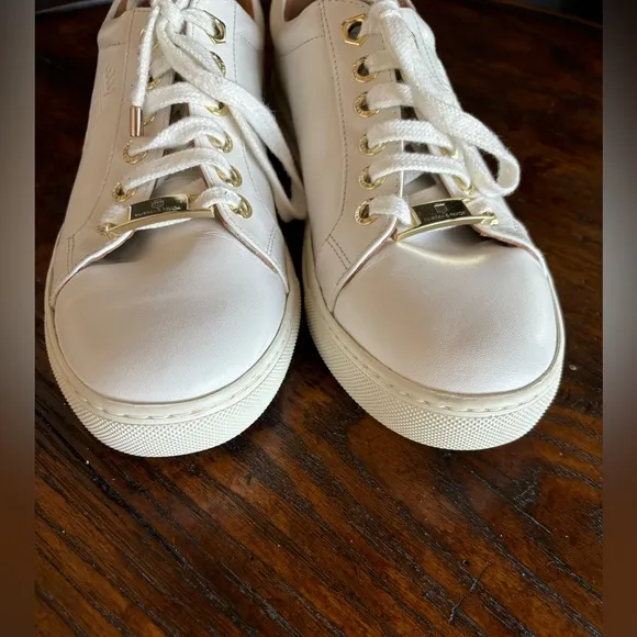 EUC FAIRFAX &amp; FAVOR FINCHLEY WHITE LEATHER TRAINERS, ENGLAND, WOMEN’S SNEAKERS,9
