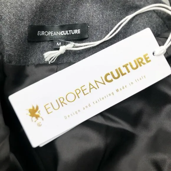 European Culture Steel Grey Jacket Wool Luxury Women's Size M NWT $265
