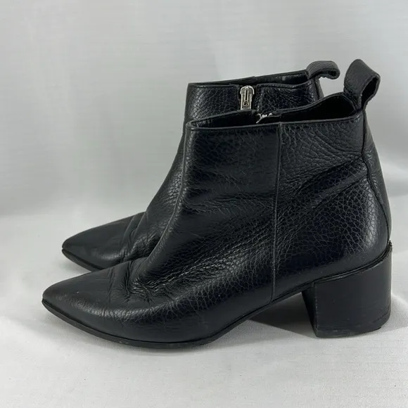 Everlane Boss Ankle Boot - Black Pebbled Leather