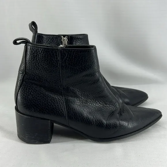 Everlane Boss Ankle Boot - Black Pebbled Leather