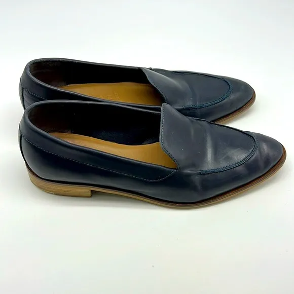 Everlane - The Modern Navy Blue Leather Made In Italy Pointed Toe Loafer SZ 8.5