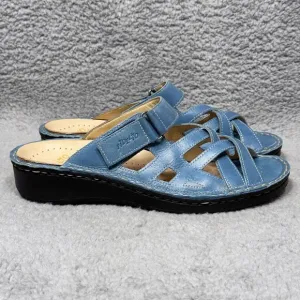 Fidelio Fiona Womens Size 39 US 8.5-9 Slide Sandals Shoes Blue Leather Wedge
