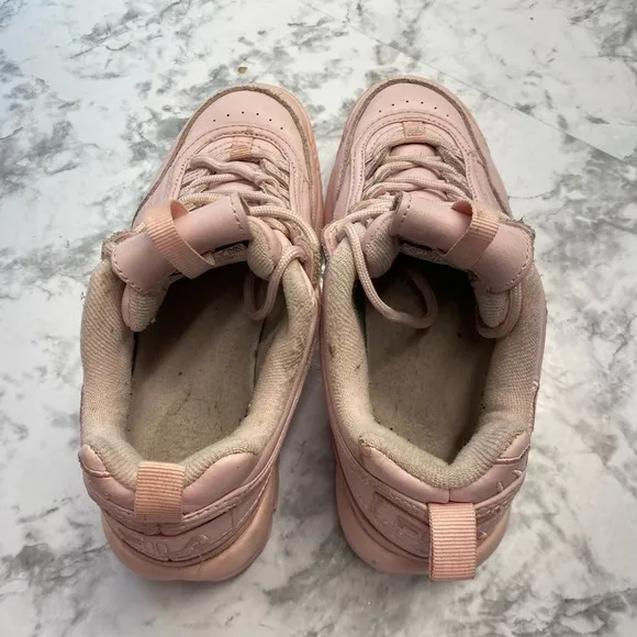 Fila Chunky Pastel Pink Rose Retro Embroidered Y2K Sneakers shoes Size 7.5