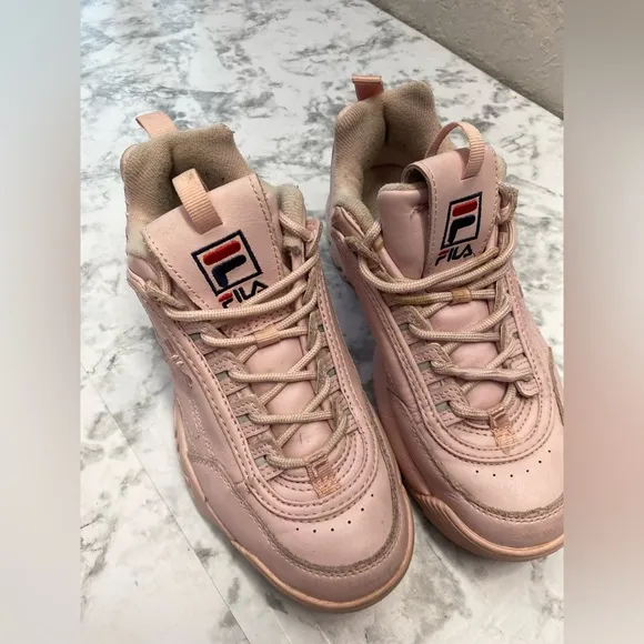 Fila Chunky Pastel Pink Rose Retro Embroidered Y2K Sneakers shoes Size 7.5