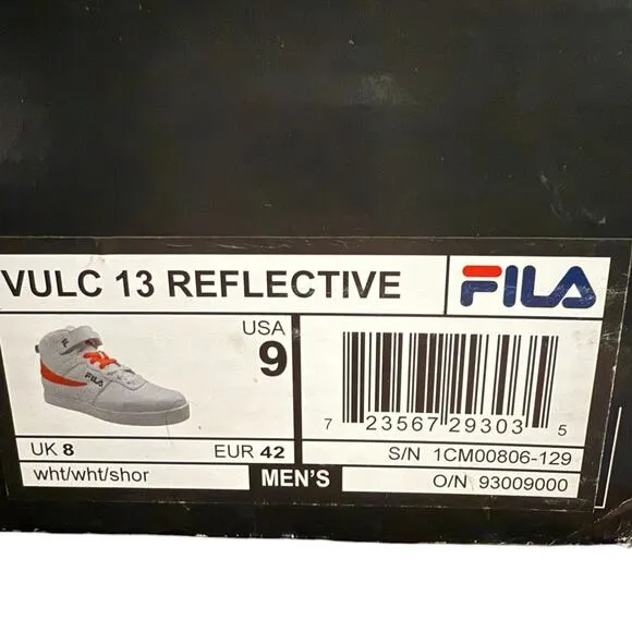 Fila Vulc 13 Reflective High-Top Sneaker Shoes Men's US 9 | EUR 42 White w/ Box