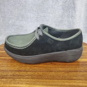 FitFlop Shoes Women's 5 Black Suede Leather Loaff Lace Up Moc Toe Casual Comfort