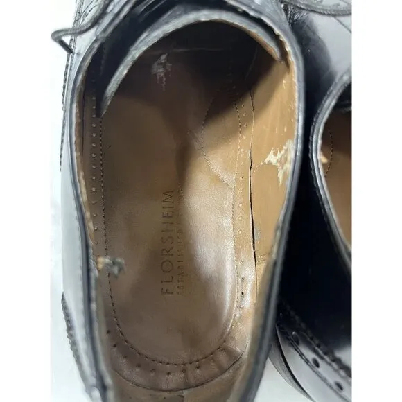 Florsheim Brookside Leather Wingtip Black Mens Shoes size  9.5