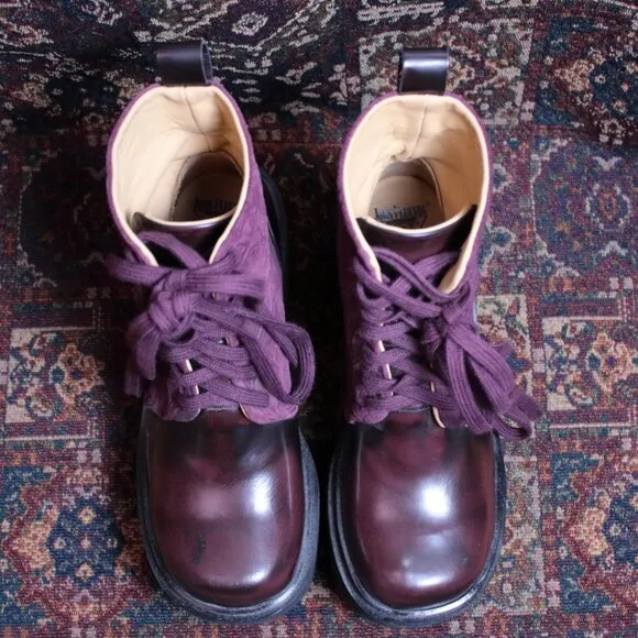 Fluevog Skyhigh F Smarty Platform Burgundy Boots Size 7