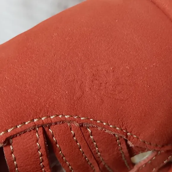 Fly London &quot;Yuke&quot; Women's Orangey-Red Strappy Wedge Sandals Size 37