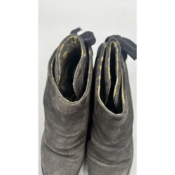 Fly London Diesel Oil Suede Wedge Booties Shoes Women's Size 39 US 8