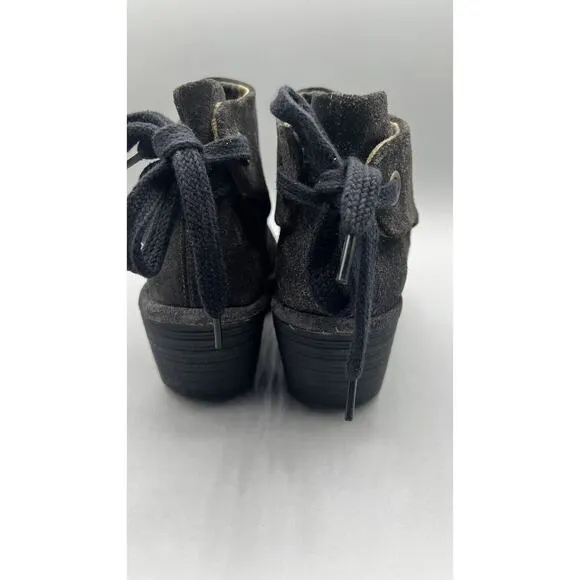 Fly London Diesel Oil Suede Wedge Booties Shoes Women's Size 39 US 8