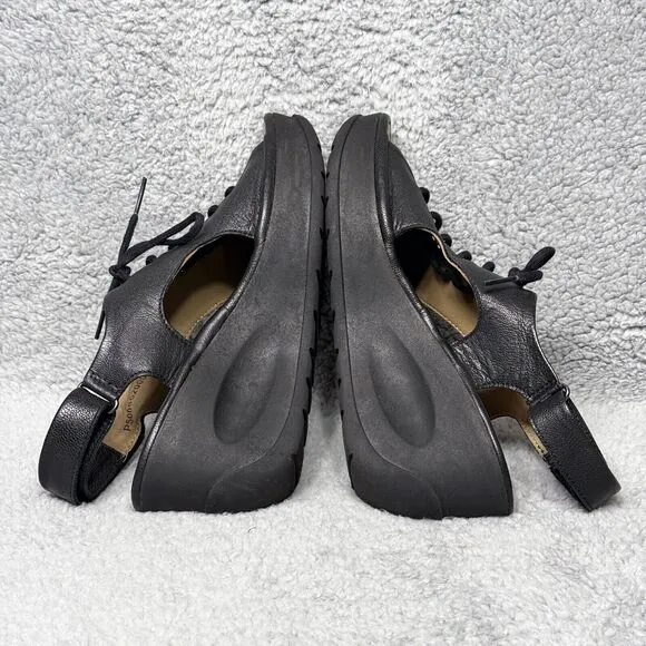 Fly London Jart862Fly Womens Size 37 US 6-6.5 Wedge Sandals Shoes Black Leather